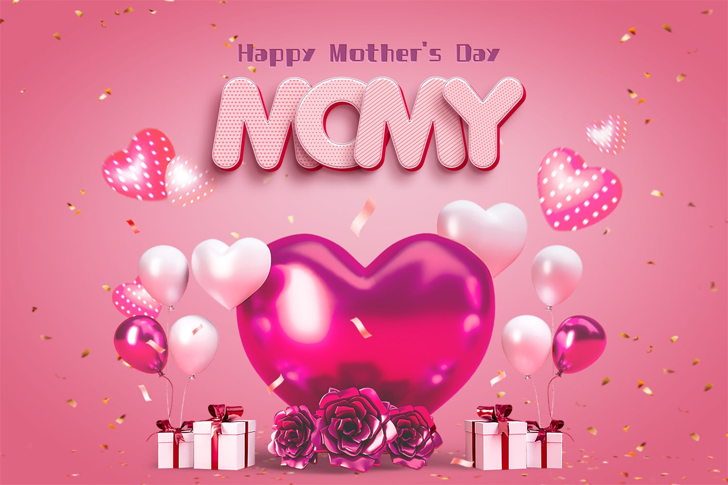 Backdrops For Mother's Day Charming Balloons Rose Custom Backdrop LXX3-66