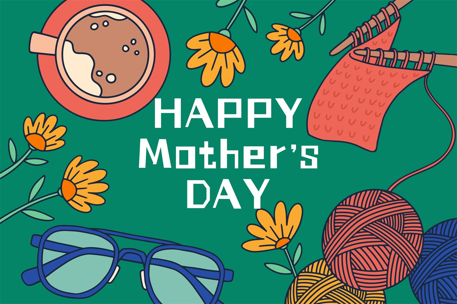 Mothers Day Photo Backdrop Warm Handmade Cartoon Custom Backdrop LXX3-71