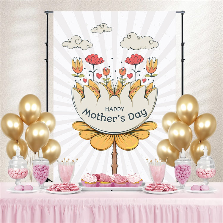 Mother's Day Backdrop Hand-Drawn Floral Personalized Backdrop LXX3-77