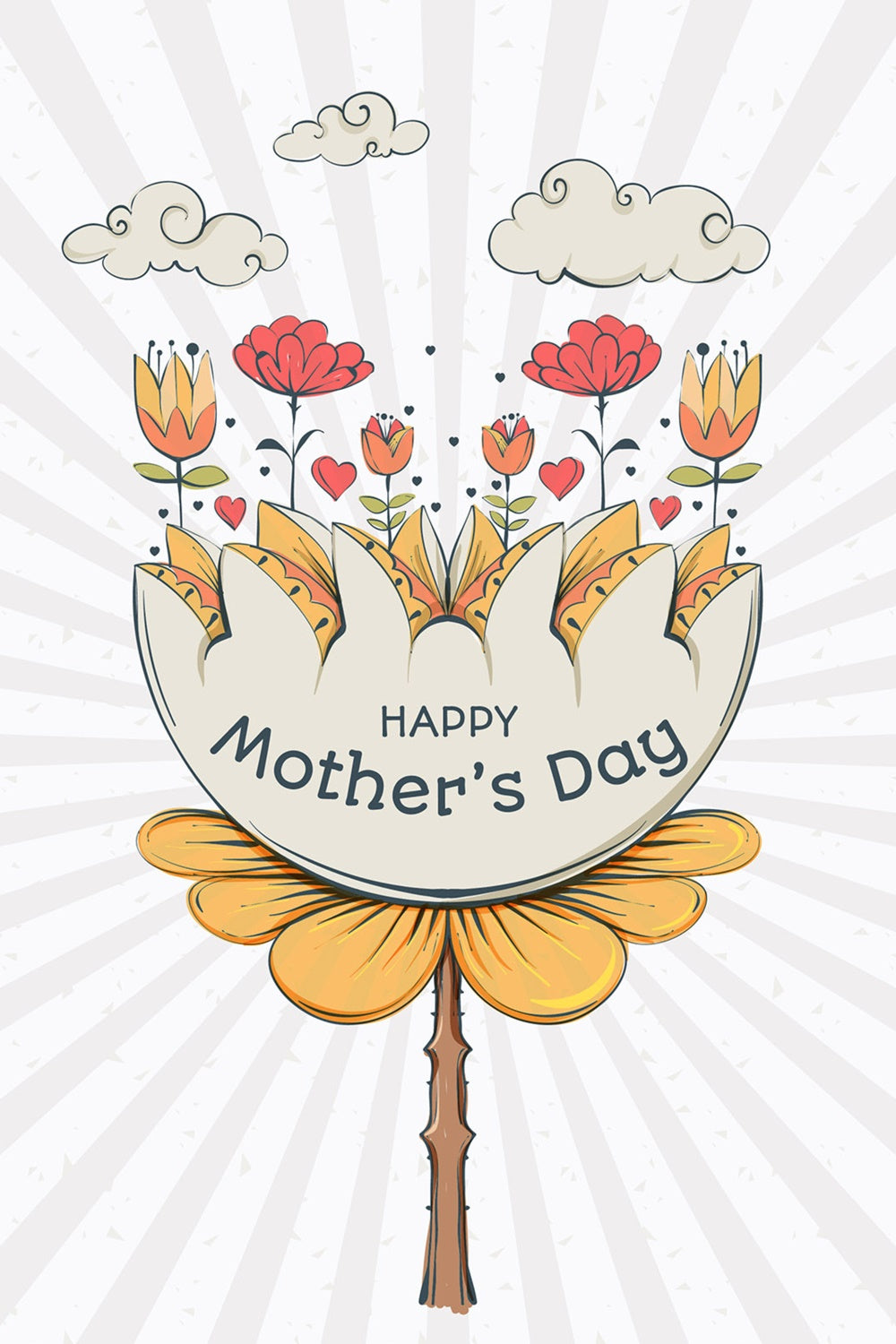 Mother's Day Backdrop Hand-Drawn Floral Personalized Backdrop LXX3-77