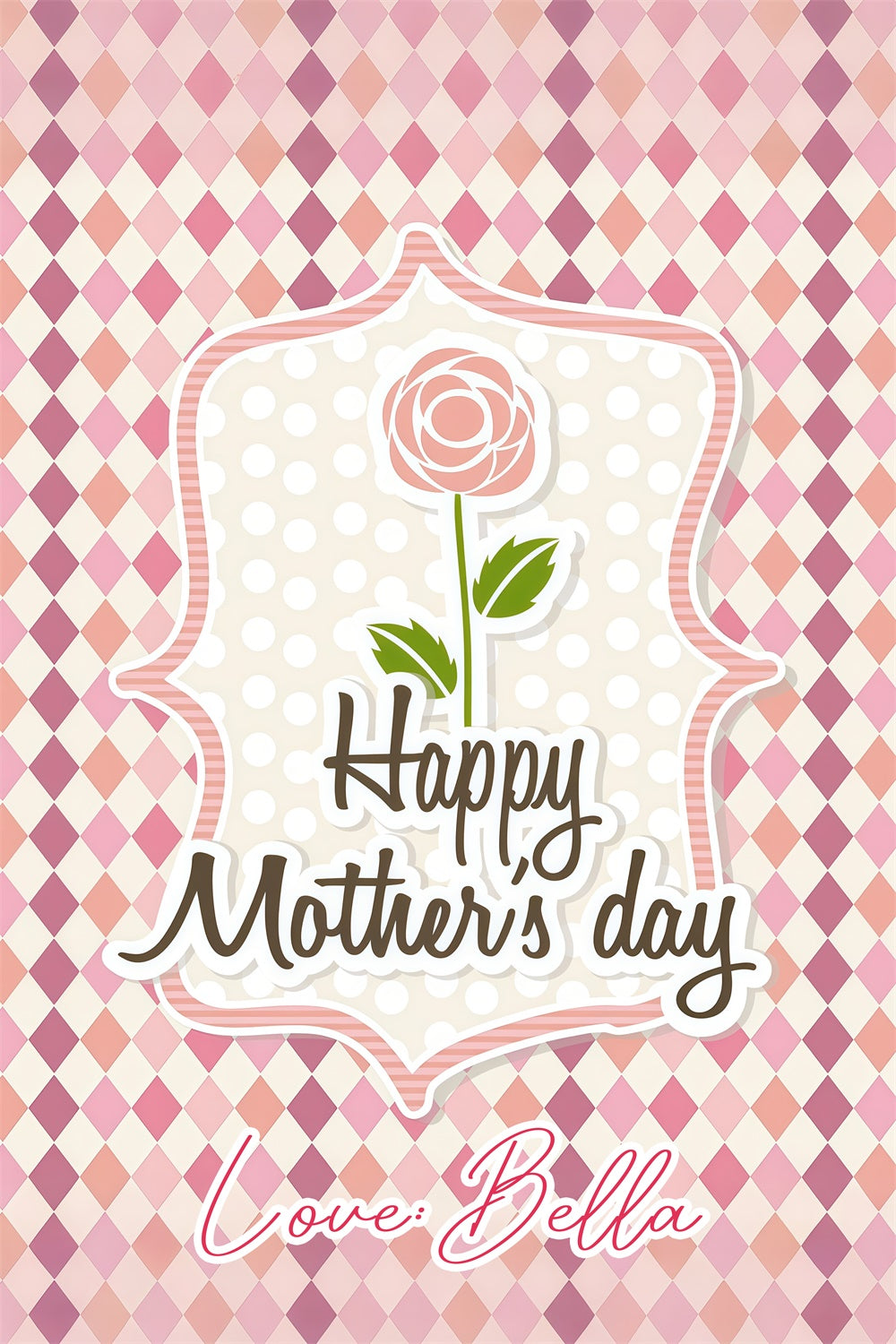 Happy Mothers Day Backdrop Chic Rose Framed Customized Backdrop LXX3-82
