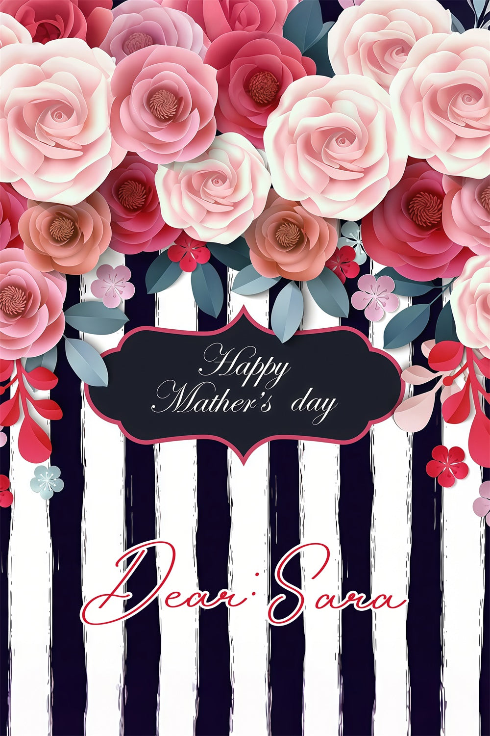 Mother's Day Backdrop Timeless Striped Floral Custom Backdrop LXX3-83