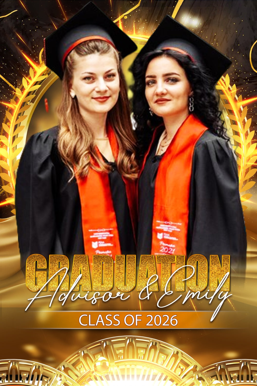 Custom Graduation Backdrops Elegant Golden Graduation Party Backdrop L