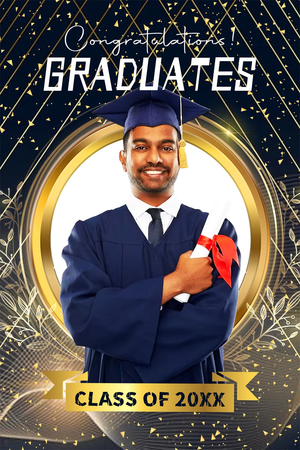 Personalized Graduation Backdrop Golden Frame Graduation Party Backdro