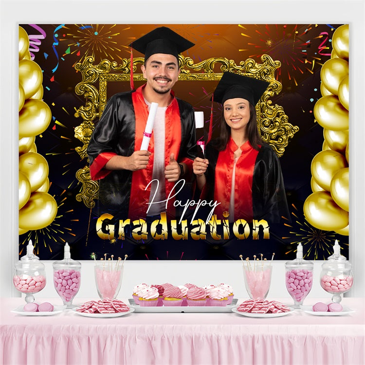 Custom Graduation Backdrop Fireworks Balloon Graduation Party Backdrop LXX4-158