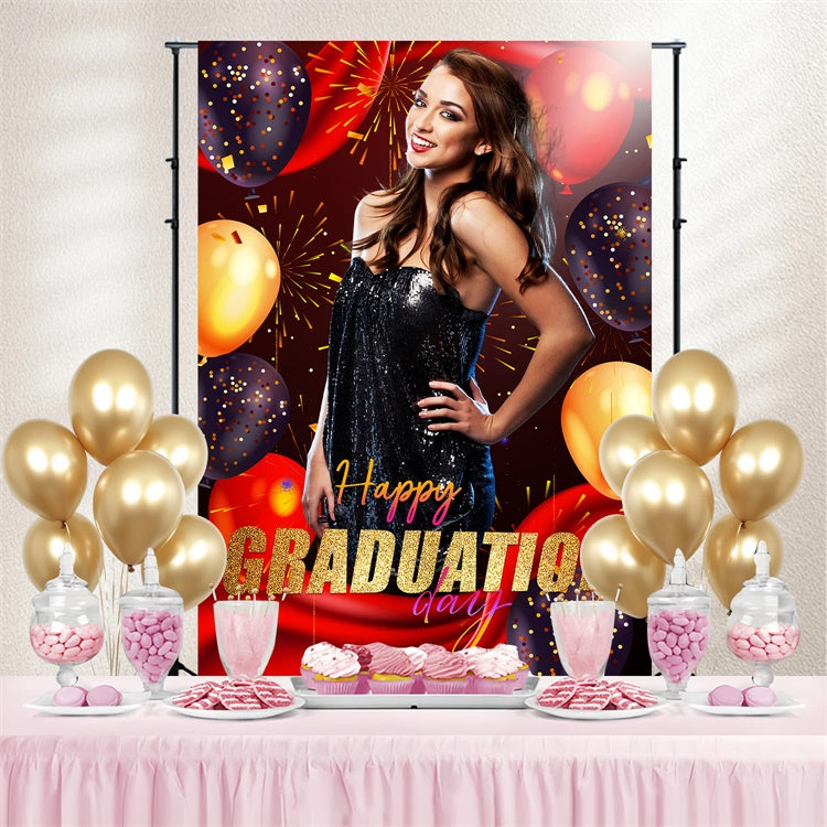 Customized Graduation Backdrop Glamorous Balloon Graduation Party Backdrop LXX4-159