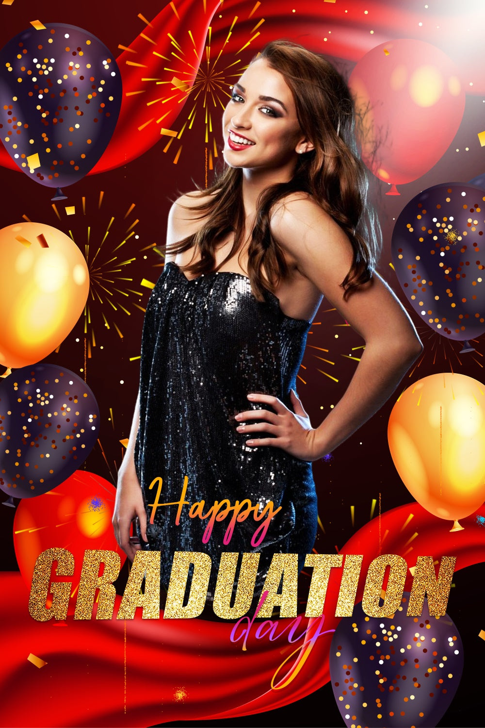 Customized Graduation Backdrop Glamorous Balloon Graduation Party Backdrop LXX4-159