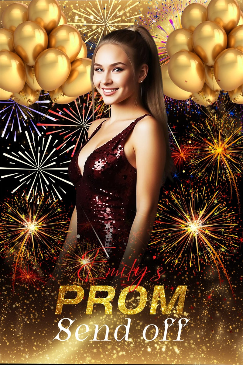 Prom Photo Backdrop Bright Fireworks Graduation Party Backdrop LXX4-160