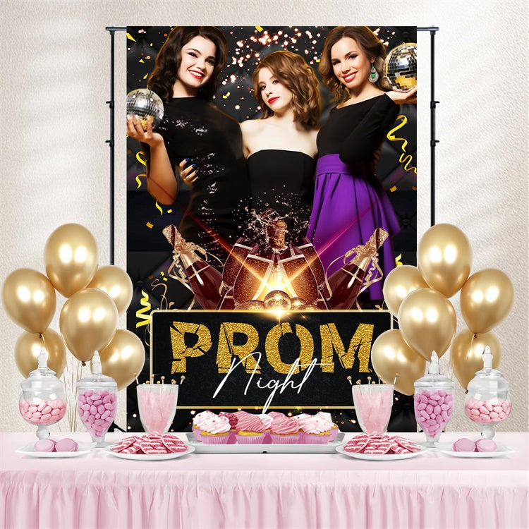Prom Backdrop Ideas Glitter Champagne Graduation Party Backdrop LXX4-161