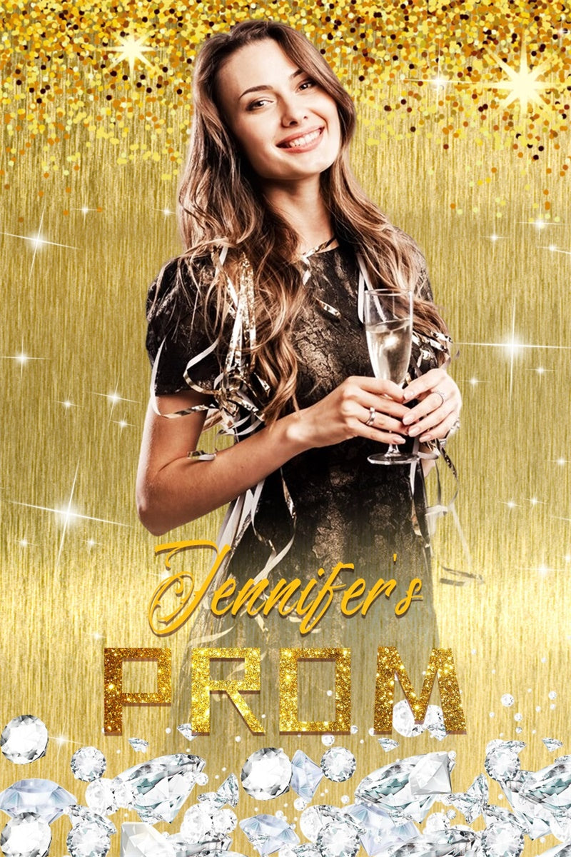 Prom 2025 Backdrop Shining Gold Luxury Graduation Party Backdrop LXX4-171