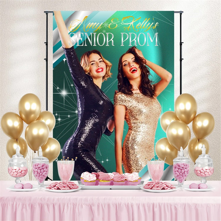 Prom Photo Backdrop Glamorous Green Graduation Party Backdrop LXX4-174