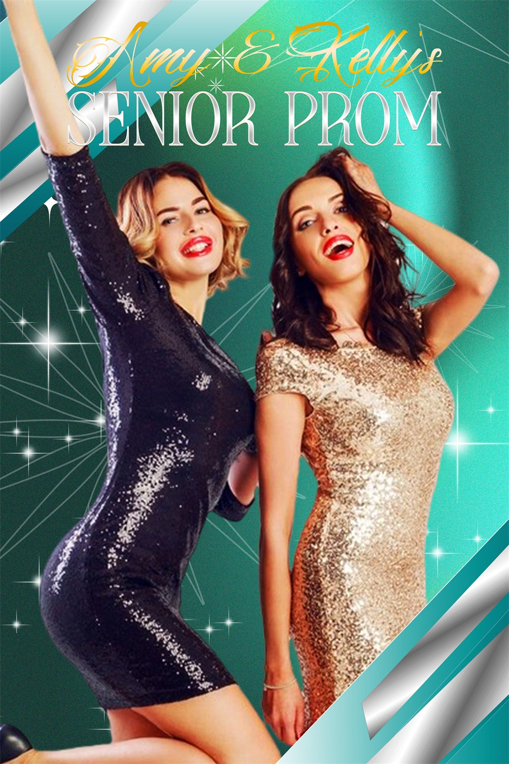 Prom Photo Backdrop Glamorous Green Graduation Party Backdrop LXX4-174