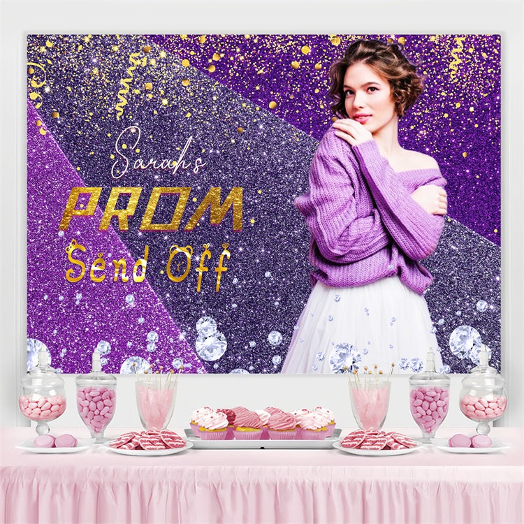 Prom Backdrops Dreamy Purple Glitter Graduation Party Backdrop LXX4-175