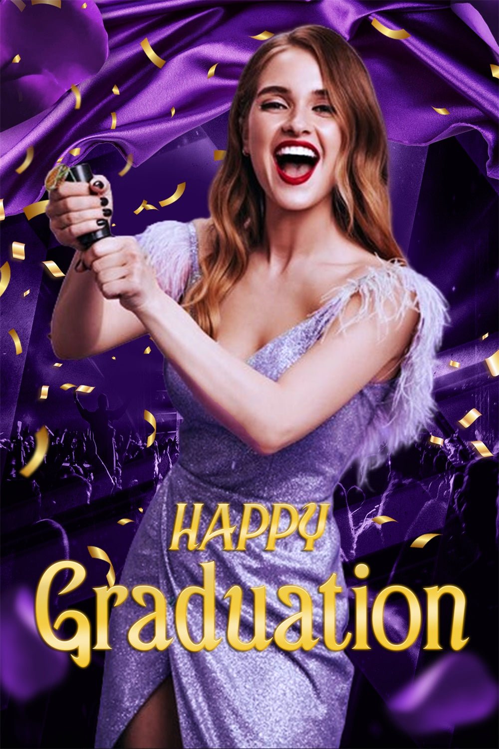 Custom Graduation Backdrops Purple Glam Night Graduation Party Backdrop LXX4-177
