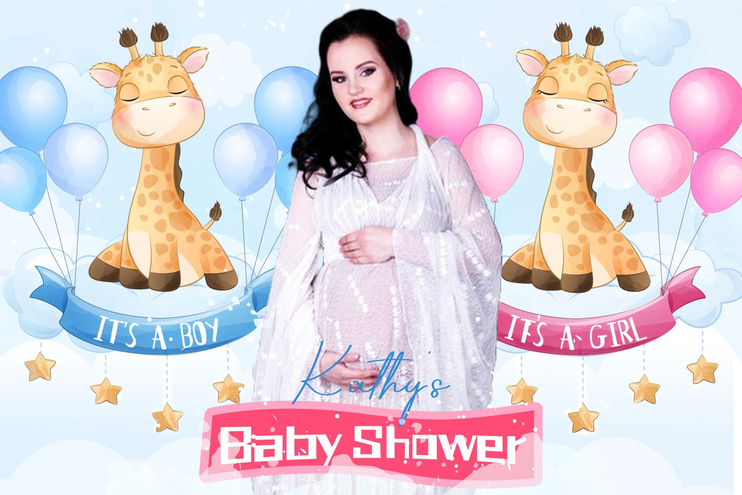 Baby Shower Safari Backdrop Giraffe Gender Reveal Party Custom Backdrop LXX4-193