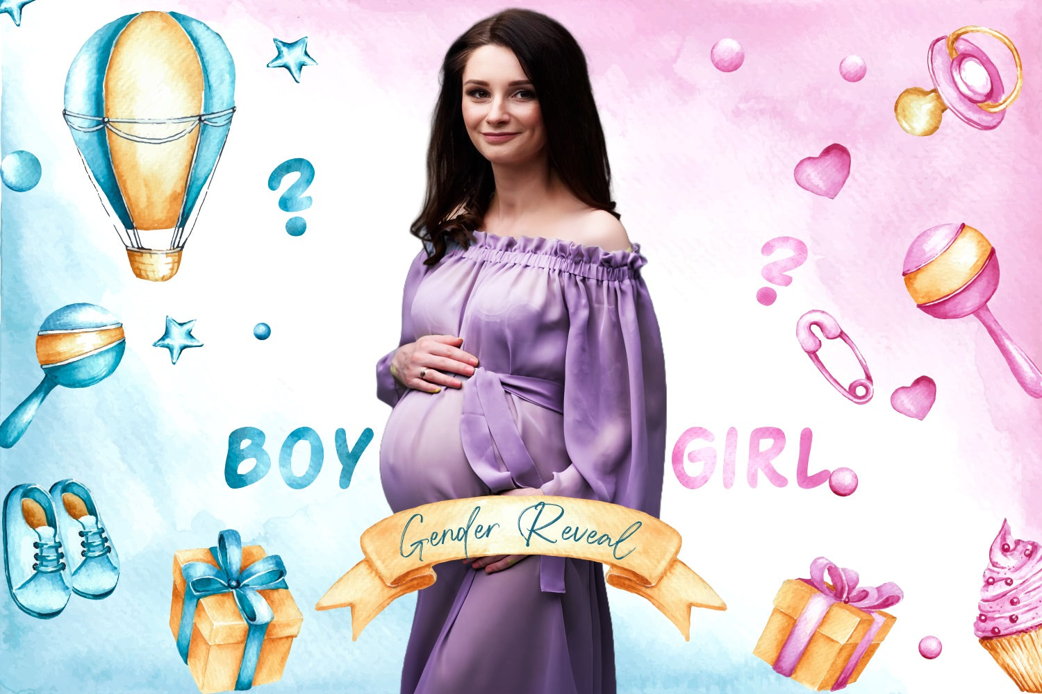 Backdrop For Baby Shower Boy Or Girl Balloon Personalized Backdrop LXX4-194