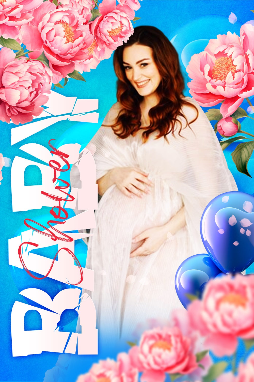 Baby Shower Flower Backdrop Ideas Floral Balloon Personalized Backdrop LXX4-203