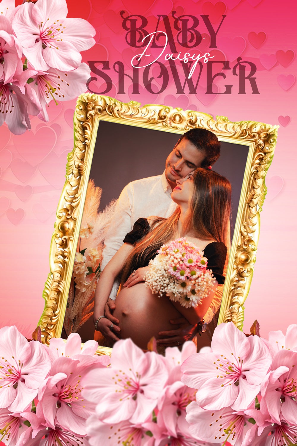 Flower Backdrop For Baby Shower Love Frame Floral Customized Backdrop LXX4-204