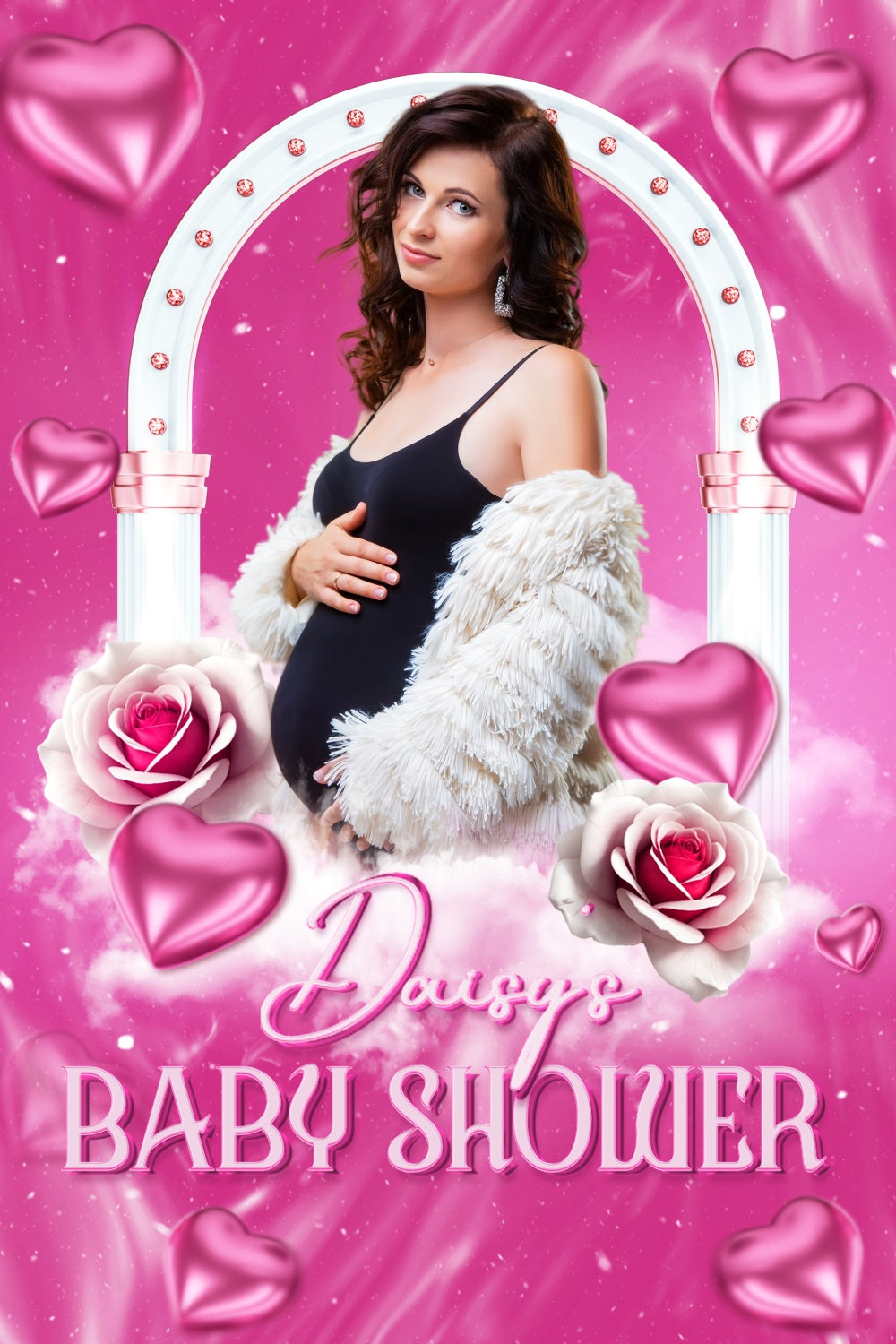 Custom Baby Shower Backdrop Heart Balloon Cloud Arch Backdrop LXX4-206