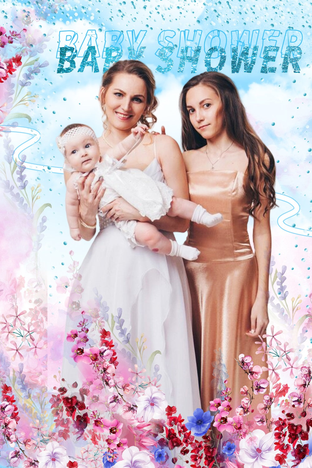 Baby Shower Girl Backdrop Watercolor Floral Baby Girl Custom Backdrop LXX4-207