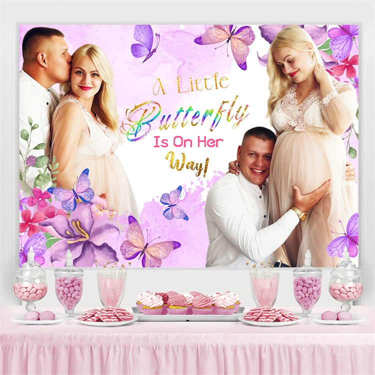 Baby Shower Backdrops For Girl Pastel Butterfly Garden Customized Backdrop LXX4-209