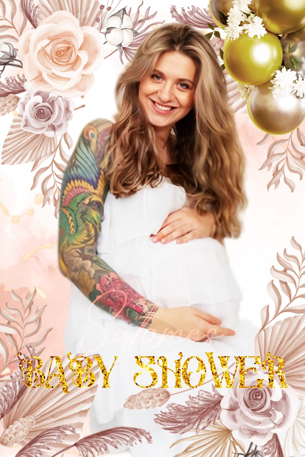 Boho Baby Shower Backdrop Bloom Balloon Personalized Backdrop LXX4-212