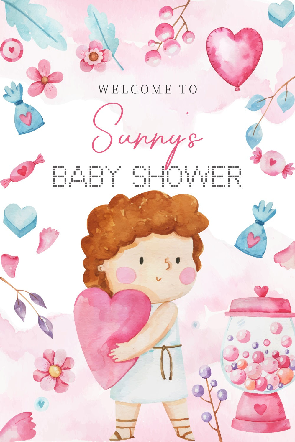 Baby Shower Backdrops Sweet Cartoon Candyland Customized Backdrop LXX4-216