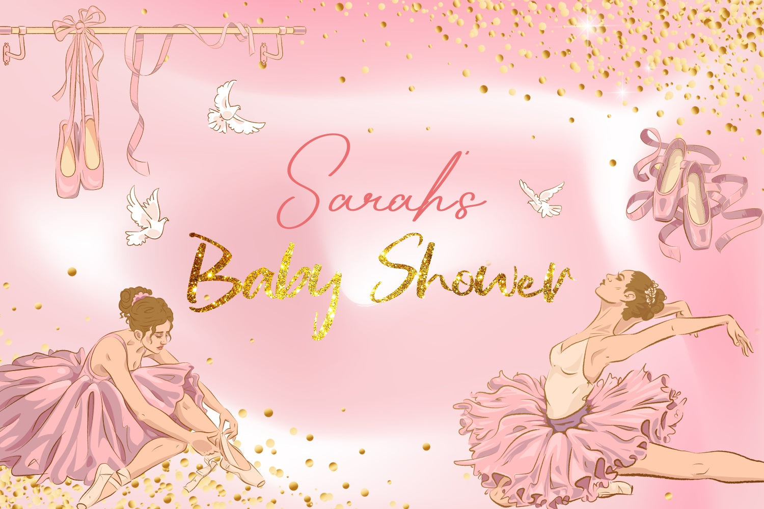 Backdrops For Baby Shower Girl Sparkling Ballerina Custom Backdrop LXX4-218
