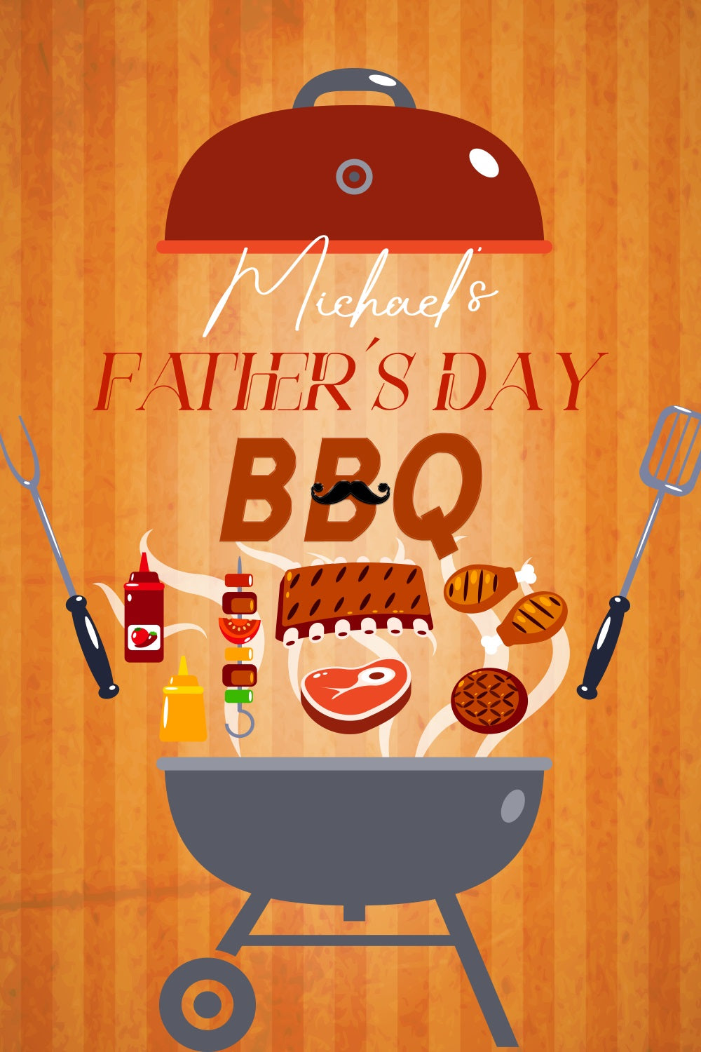 Father's Day Backdrop Ideas Playful BBQ Party Customized Backdrop LXX5-10