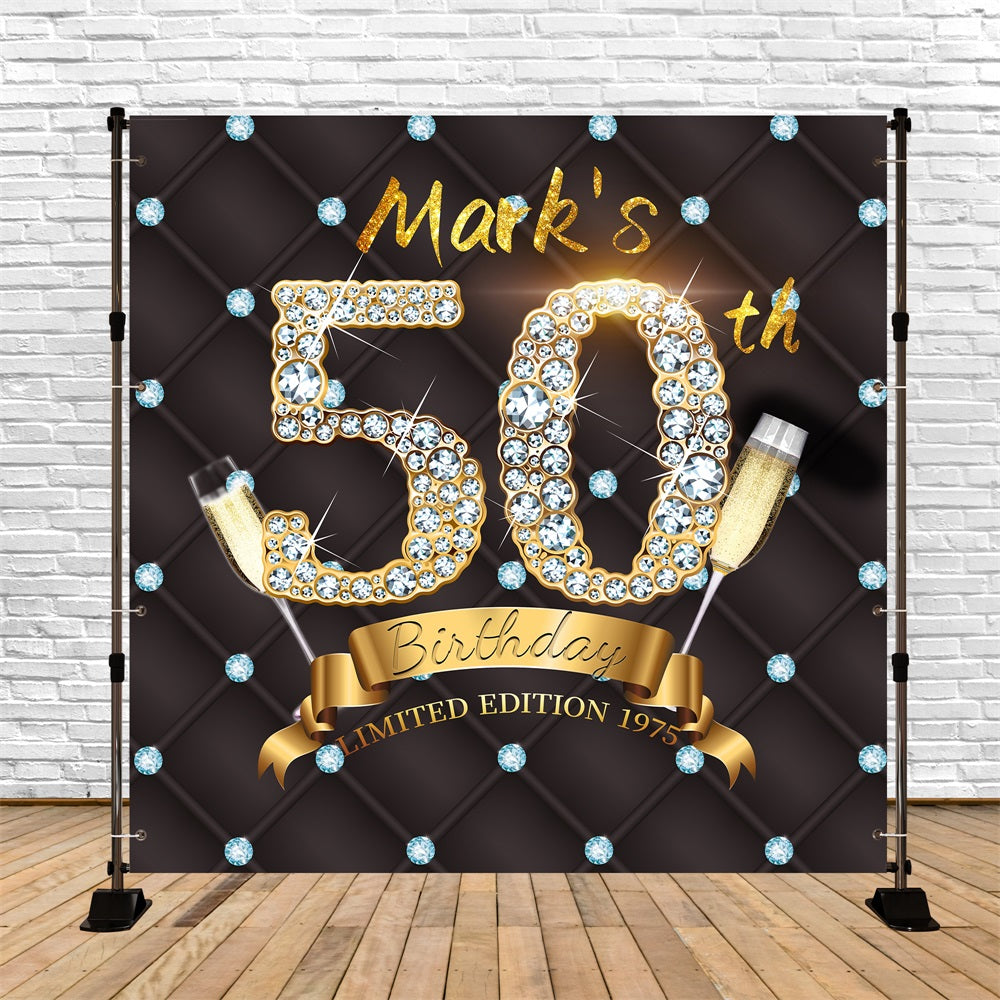 50th Birthday Photo Backdrop Diamond Bash Customized Backdrop LXX5-109