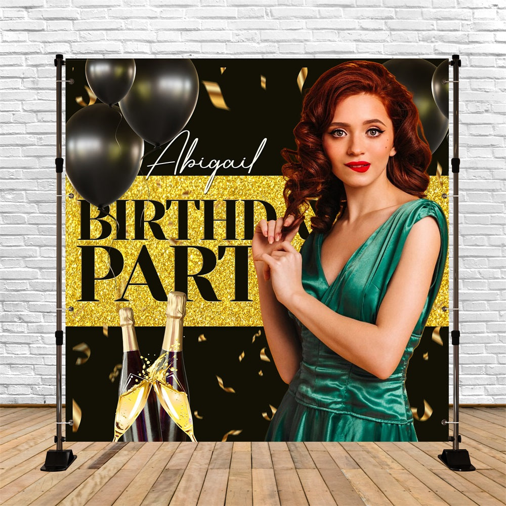 Customized Birthday Backdrop Champagne Toast Ballloon Backdrop LXX5-113
