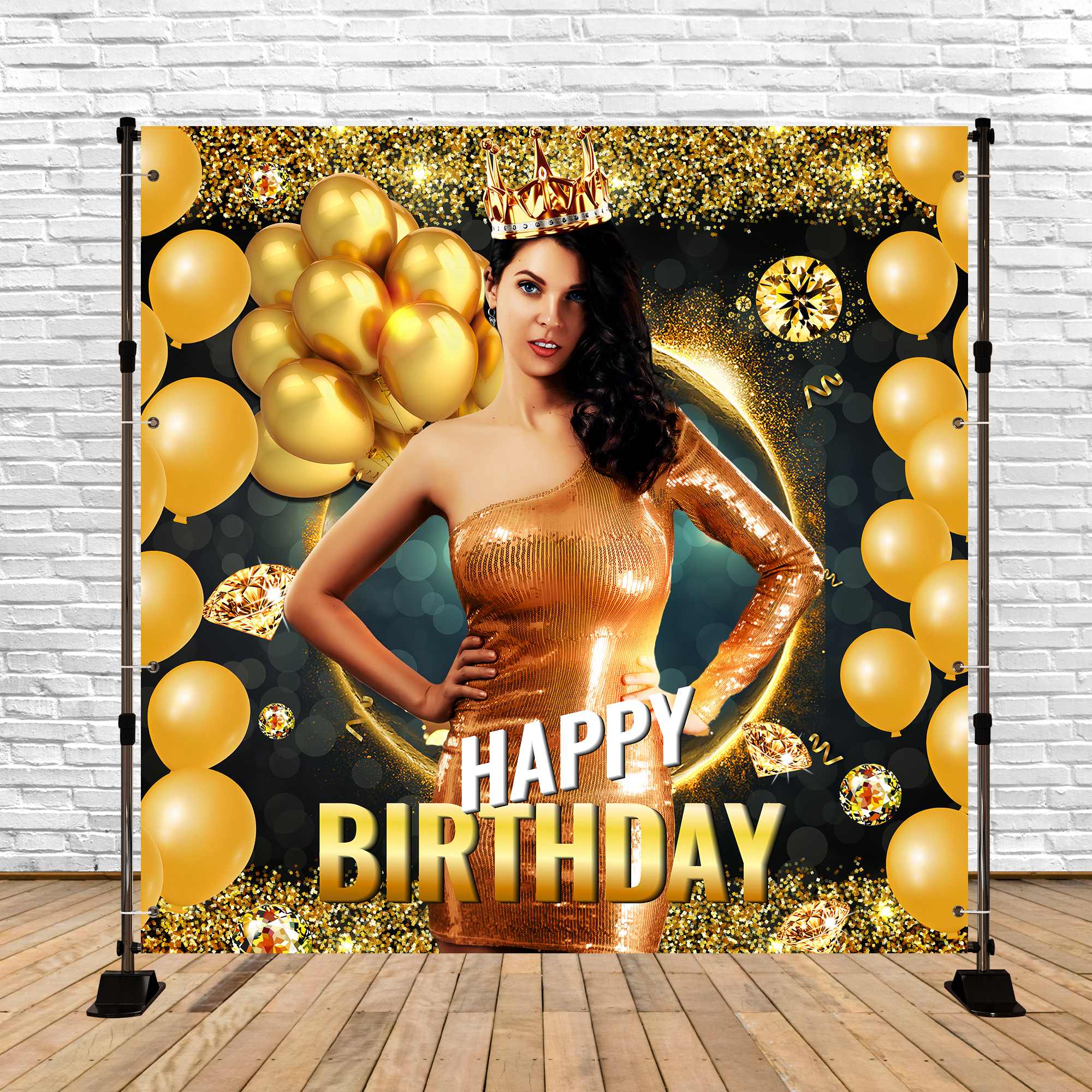 Birthday Backdrops Sparkle Party Balloons Personalized Backdrop LXX5-116