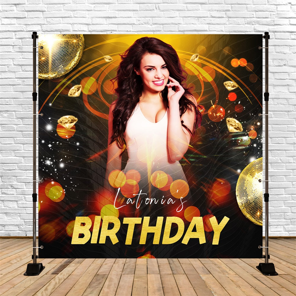 Custom Backdrop For Birthday Party Golden Glow Backdrop LXX5-118