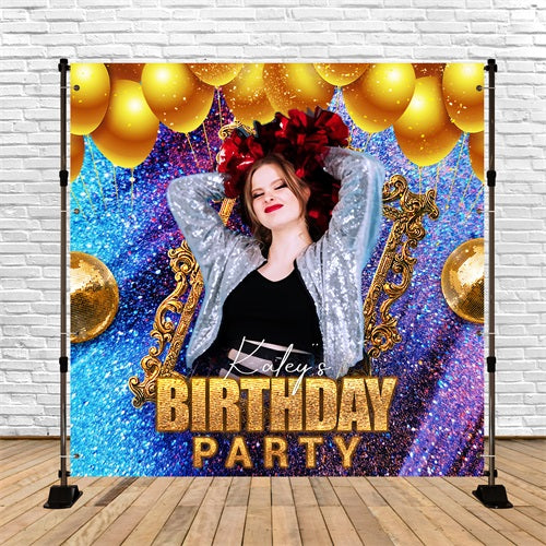 Birthday Backdrop Ideas Glitter Balloon Frame Custom Backdrop LXX5-119