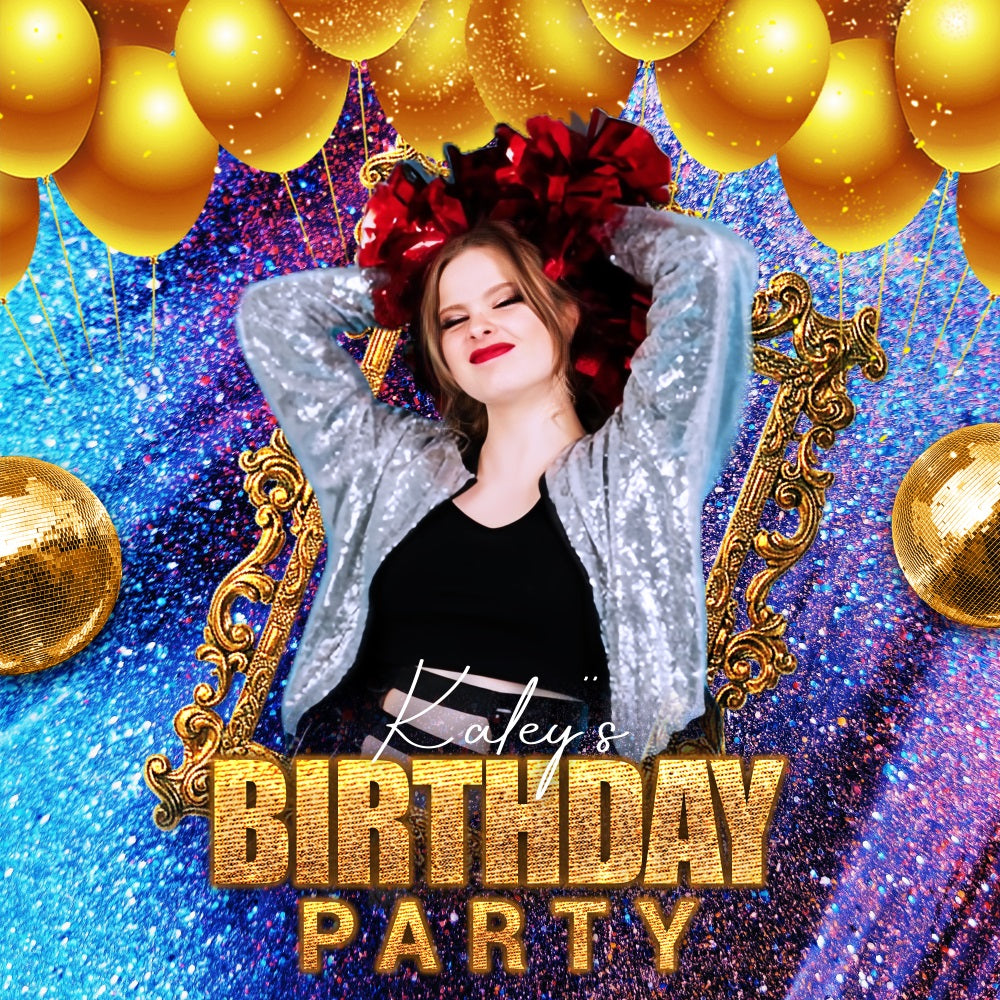 Birthday Backdrop Ideas Glitter Balloon Frame Custom Backdrop LXX5-119