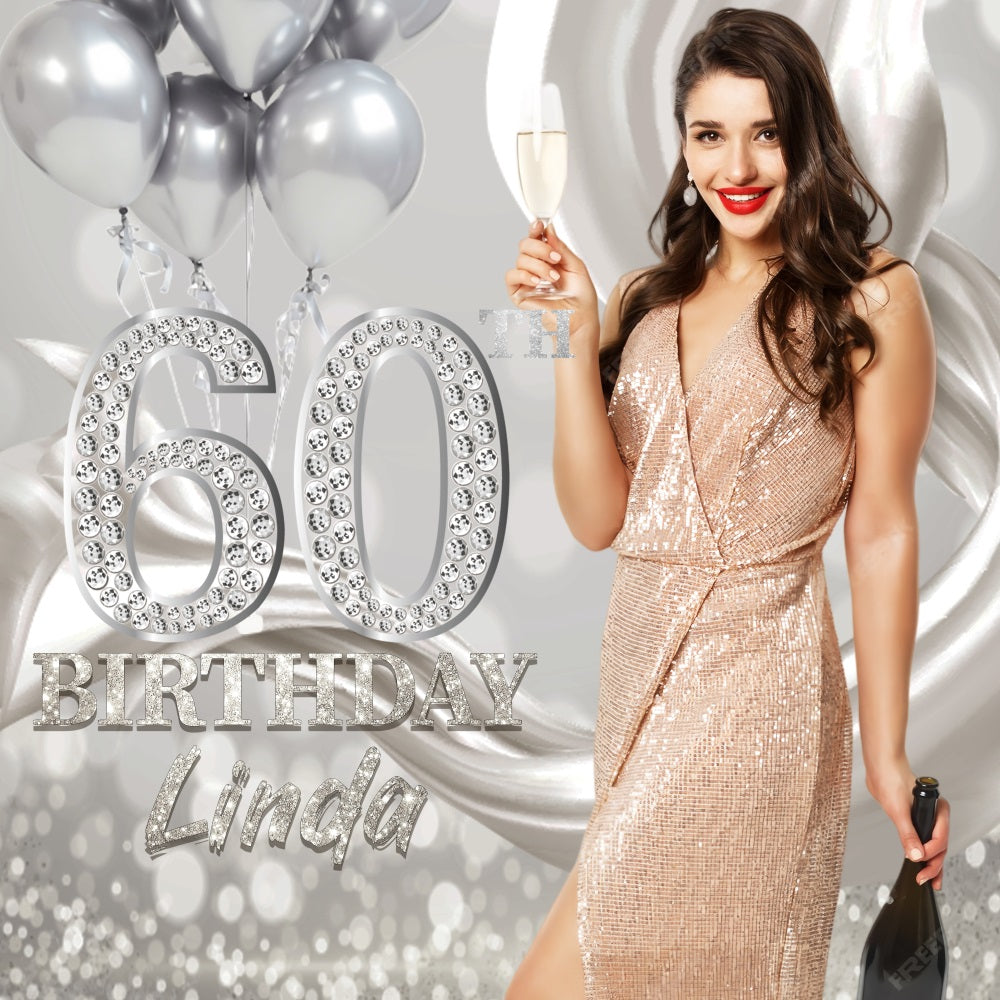 60th Birthday Backdrop Ideas Silver Diamond Customized Backdrop LXX5-122