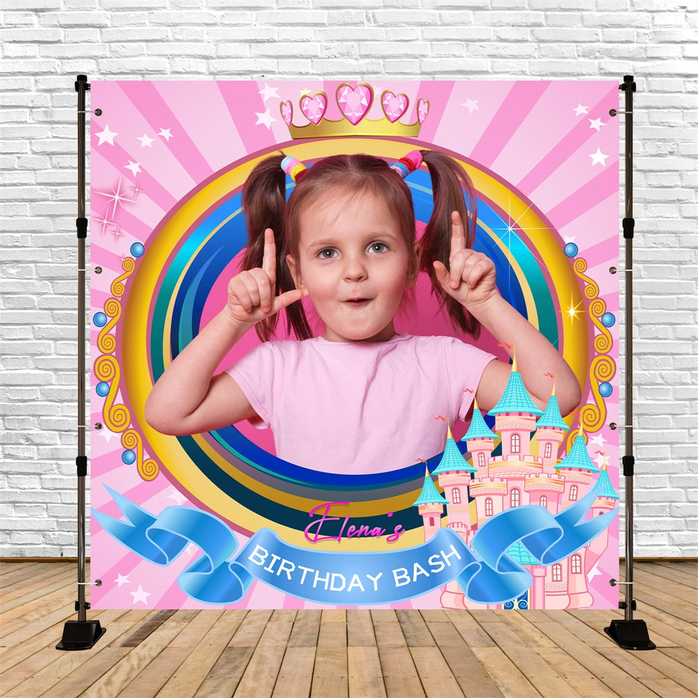 Pink Birthday Backdrop Princess Castle Custom Backdrop LXX5-124