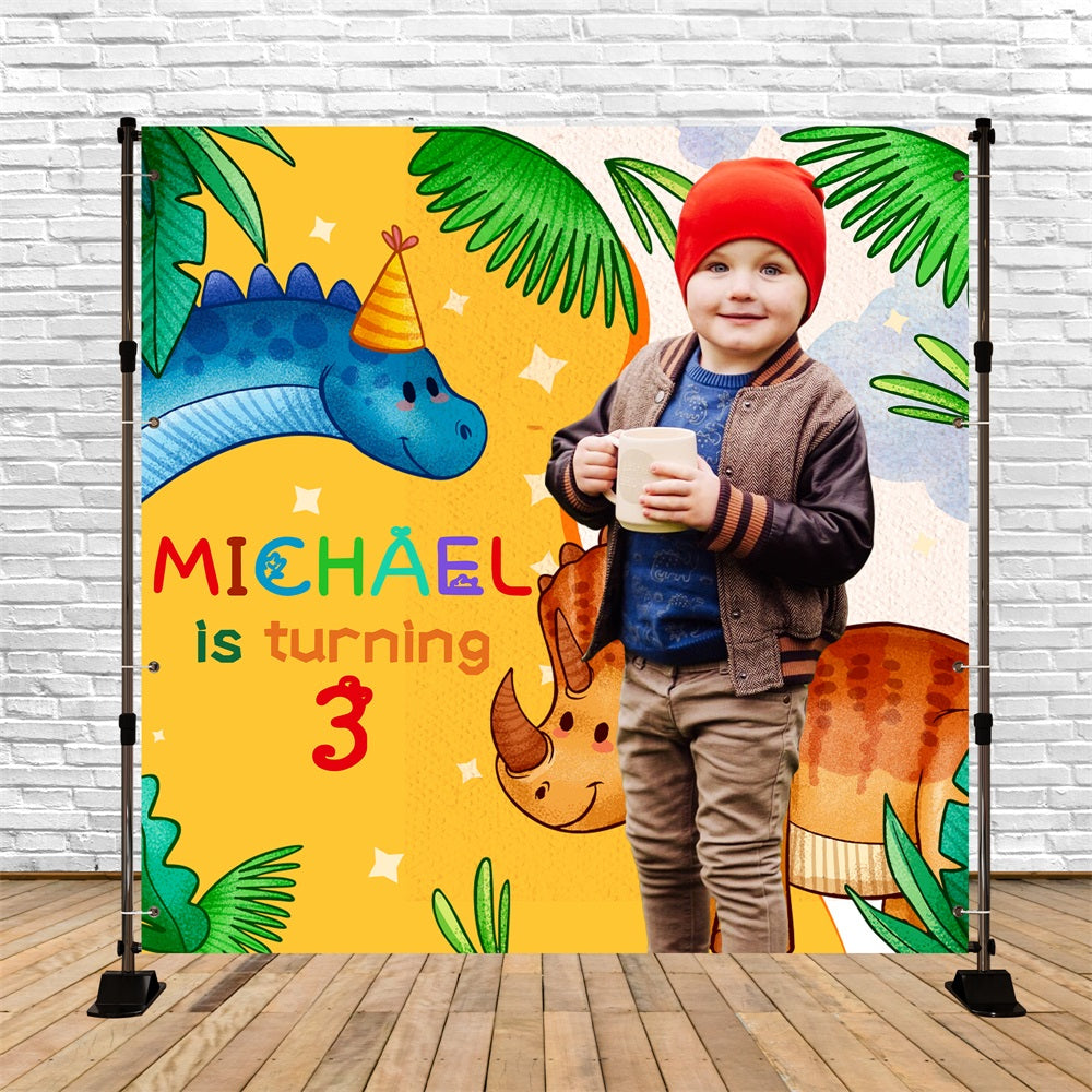 Custom Birthday Backdrop Dino Jungle 3rd Backdrop LXX5-125