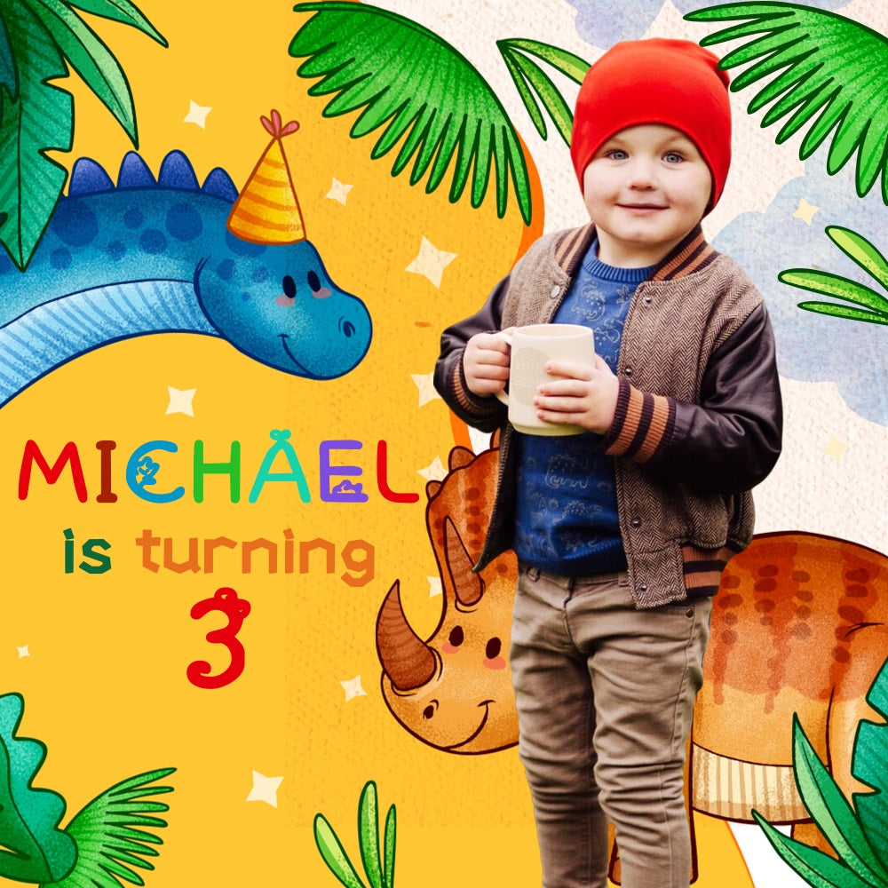 Custom Birthday Backdrop Dino Jungle 3rd Backdrop LXX5-125