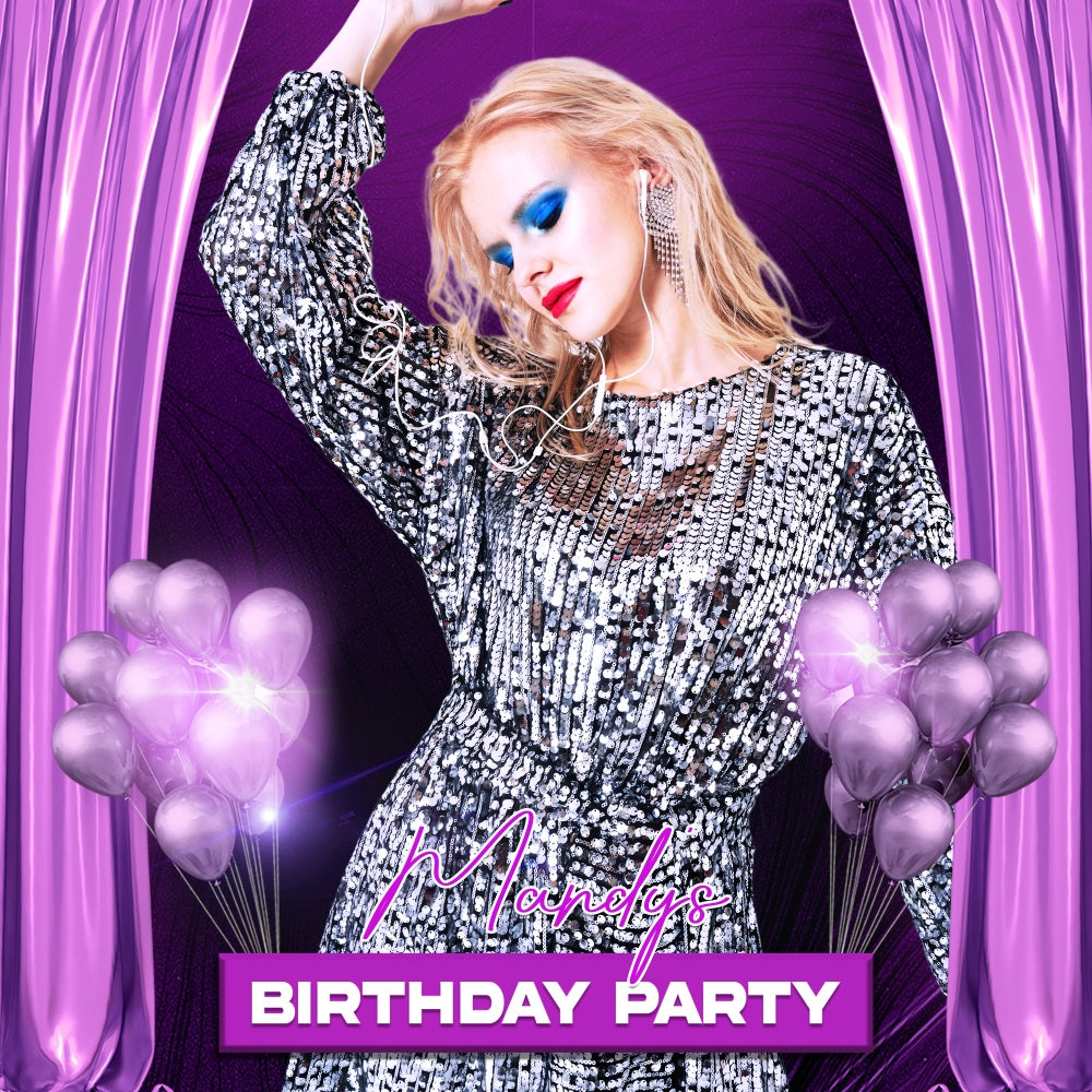 Purple Birthday Backdrop Curtain Balloons Customized Backdrop LXX5-139
