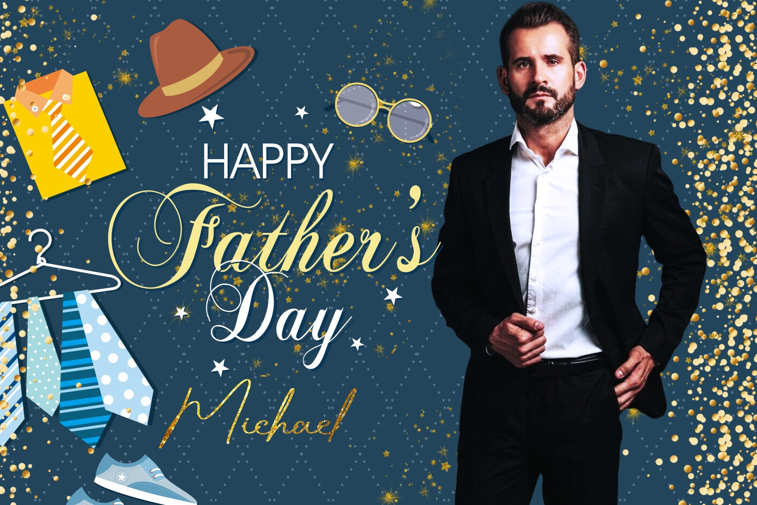 Father's Day Photo Backdrop Ideas Gold Sparkle Customized Backdrop LXX5-14