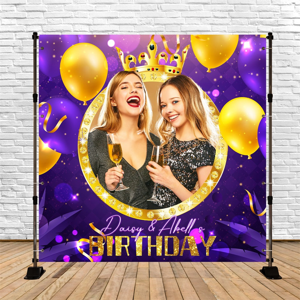 Custom Birthday Backdrop Crown Themed Balloon Backdrop LXX5-141