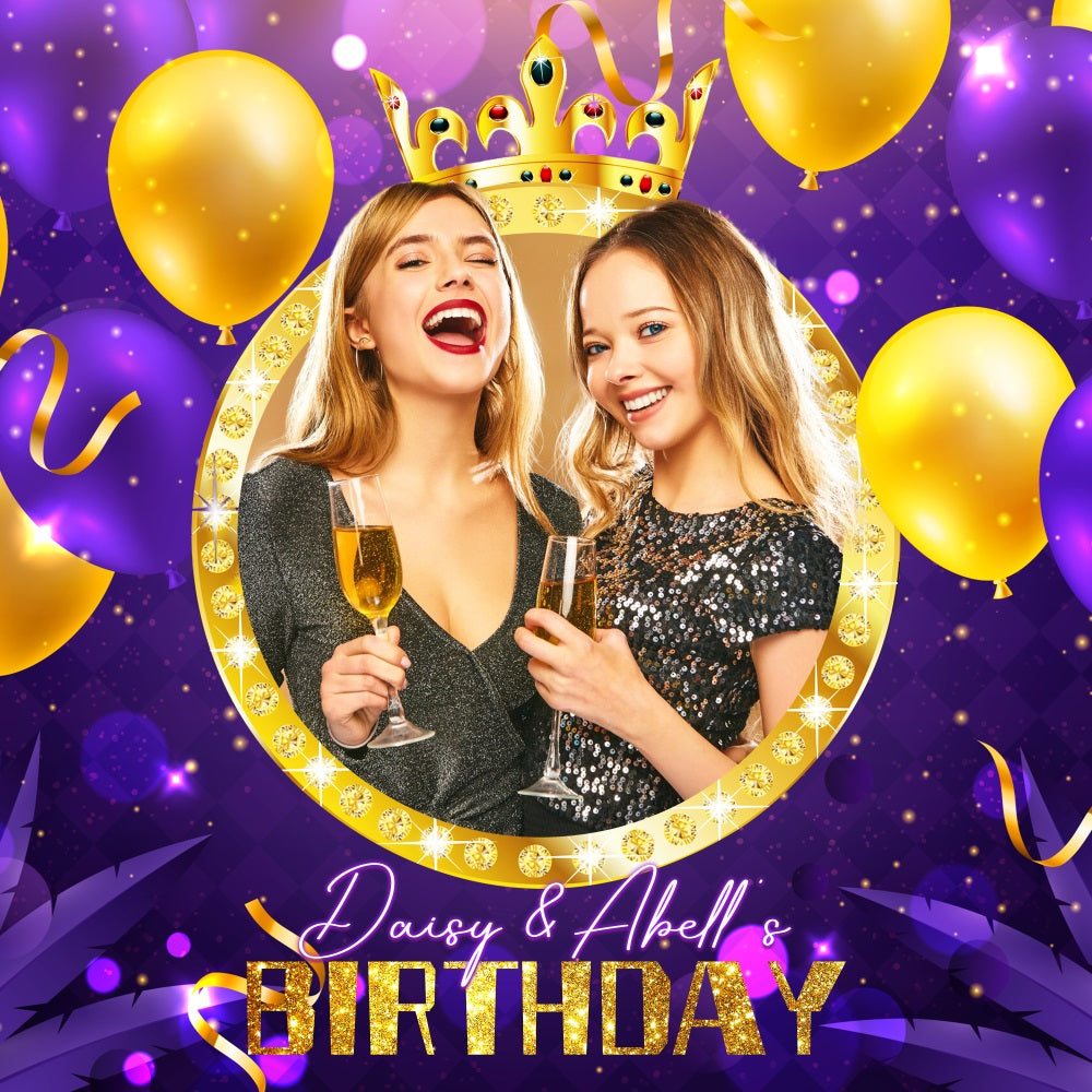 Custom Birthday Backdrop Crown Themed Balloon Backdrop LXX5-141