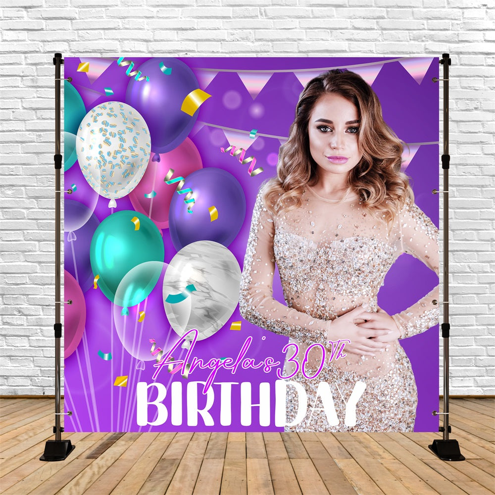 Custom Birthday Backdrops Colorful Balloon 30th Backdrop LXX5-143