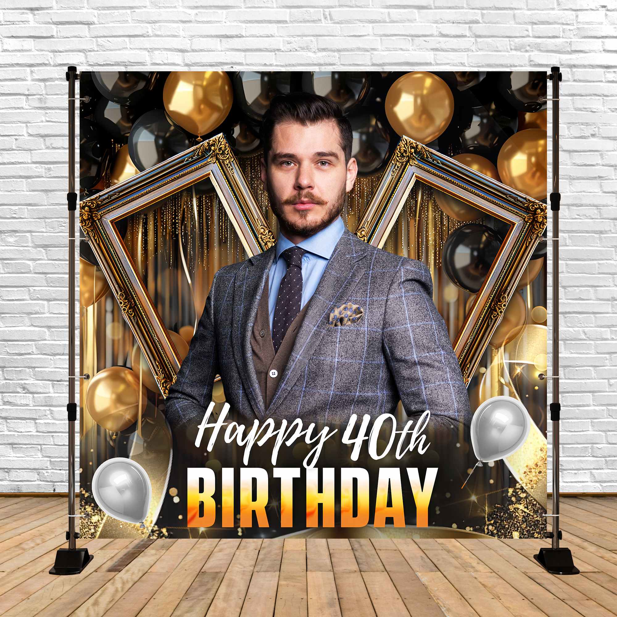 40th Birthday Backdrop Bash Balloon Custom Backdrop LXX5-149