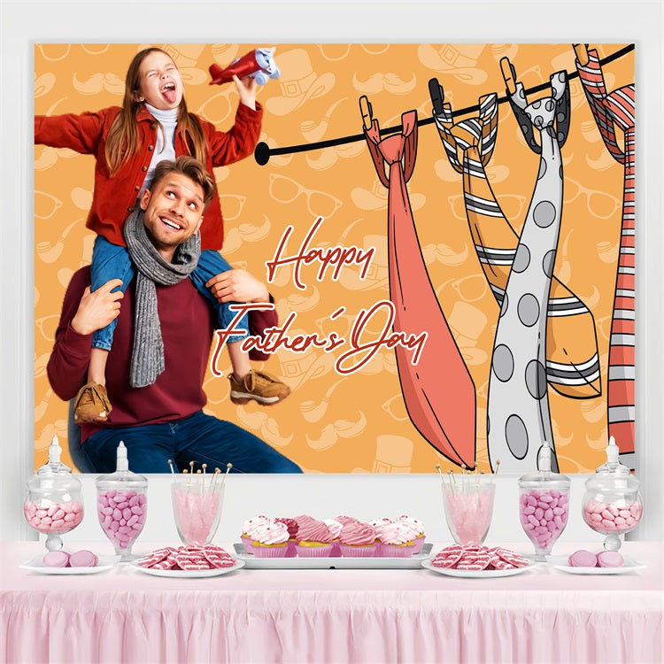 Father's Day Backdrop Playful Cartoon Ties Personalised Backdrop LXX5-15
