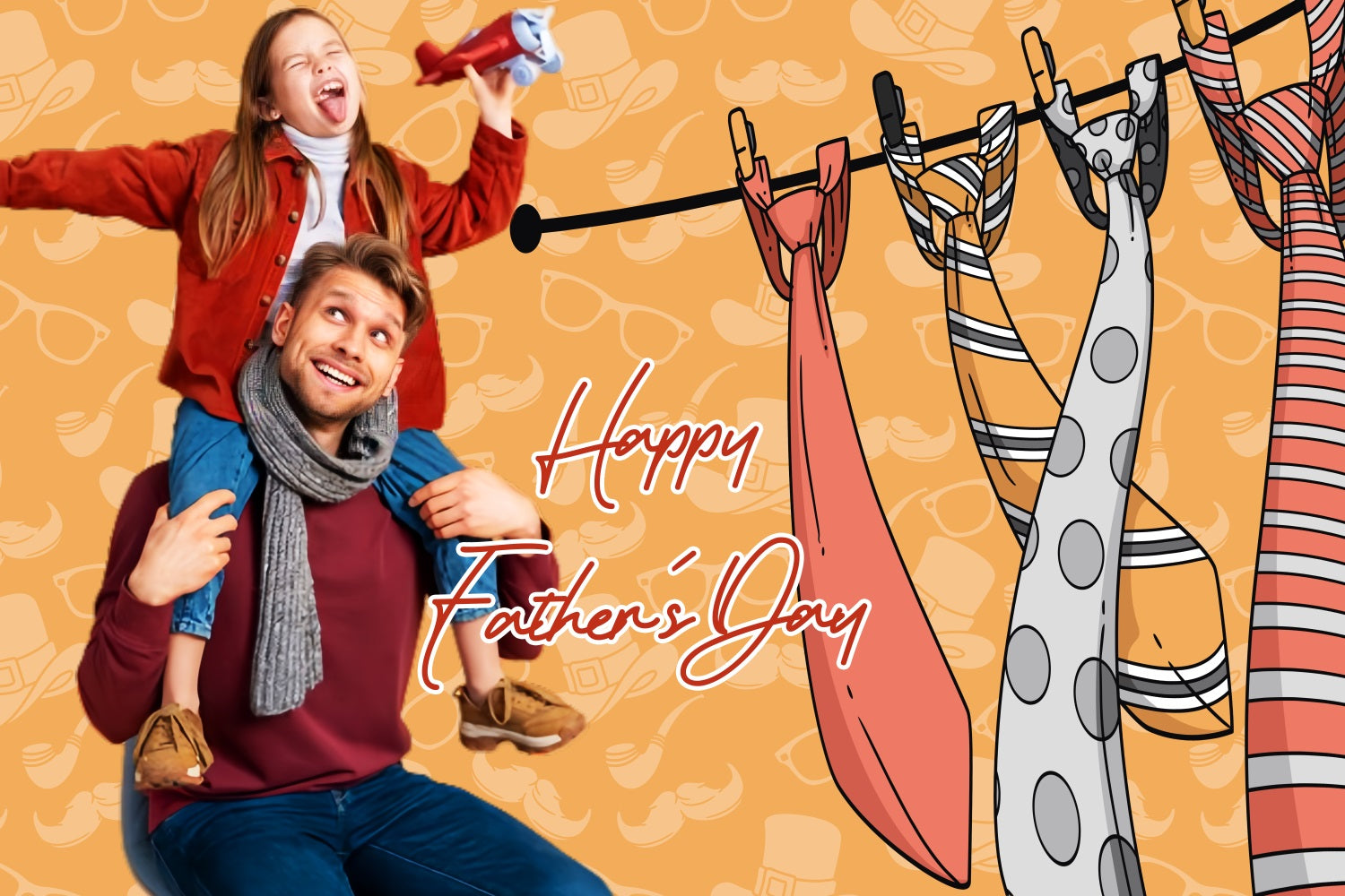 Father's Day Backdrop Playful Cartoon Ties Personalised Backdrop LXX5-15
