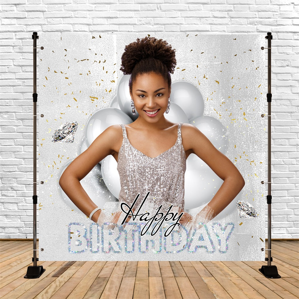 Birthday Photoshoot Backdrop Sparkling Silver Celebration Customized Backdrop LXX5-151