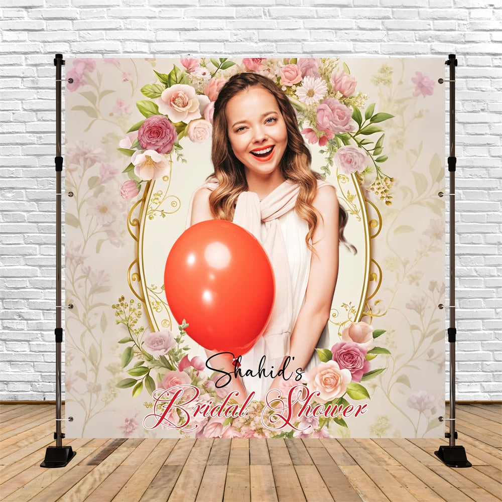 Bridal Shower Backdrops Pastel Floral Frame Customized Backdrop LXX5-157