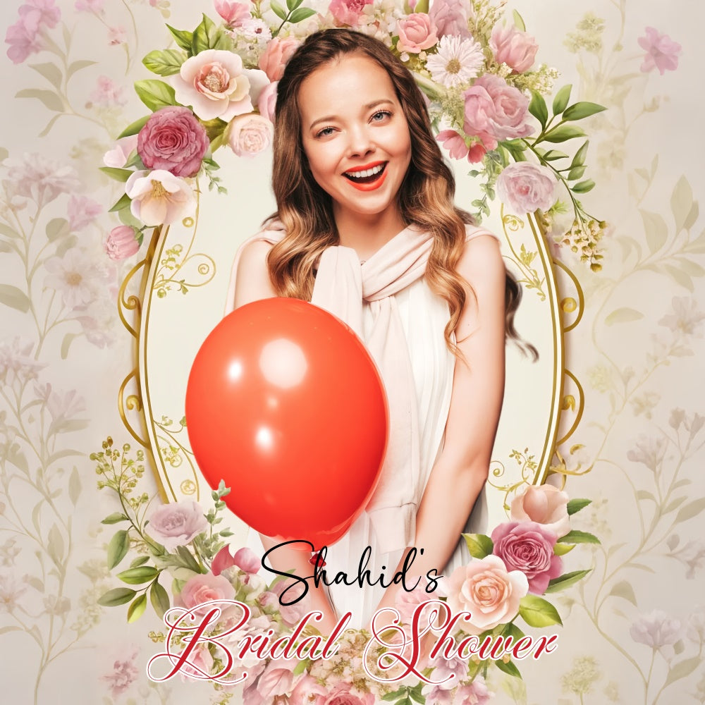 Bridal Shower Backdrops Pastel Floral Frame Customized Backdrop LXX5-157